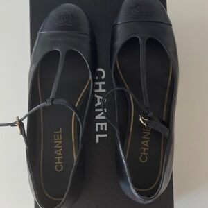 CHANEL Black Mary Janes Flats